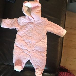 Gymboree - Pink velour “warmie” footie 0-3 months